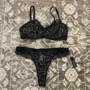 Lounge Desire Black and Gold Balcony Bra and Panty Set